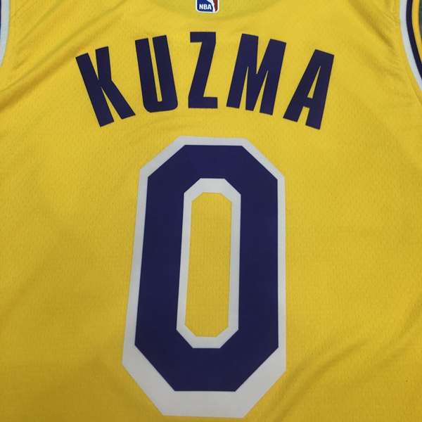 Los Angeles Lakers KUZMA #0 Yellow Classics Basketball Jersey 02