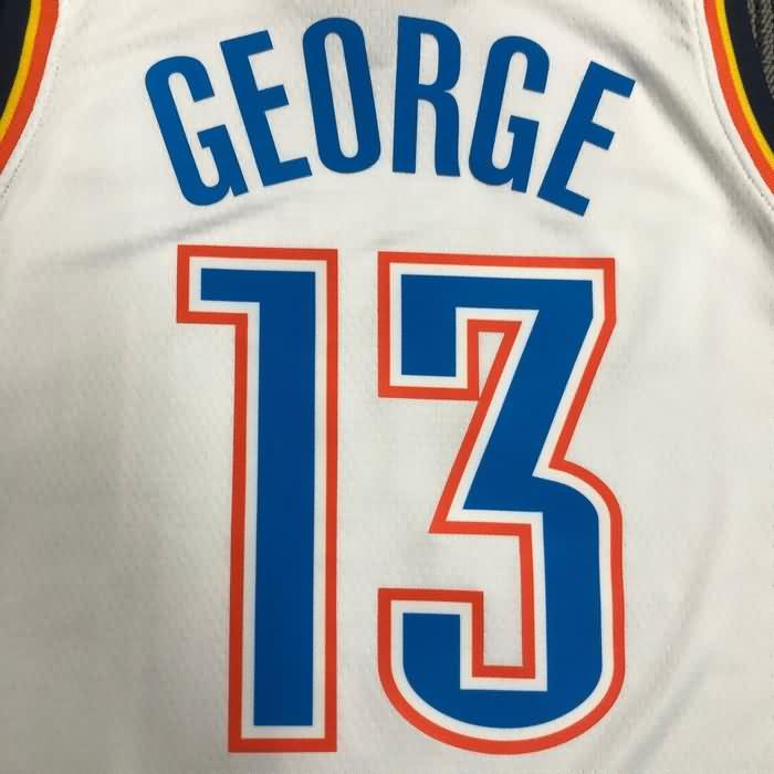 Oklahoma City Thunder GEORGE #13 White Basketball Jersey (Hot Press)