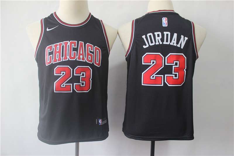 Young Chicago Bulls JORDAN #23 Black Basketball Jersey (Stitched)