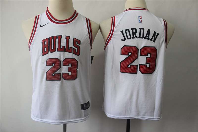 Young Chicago Bulls JORDAN #23 White Basketball Jersey (Stitched)