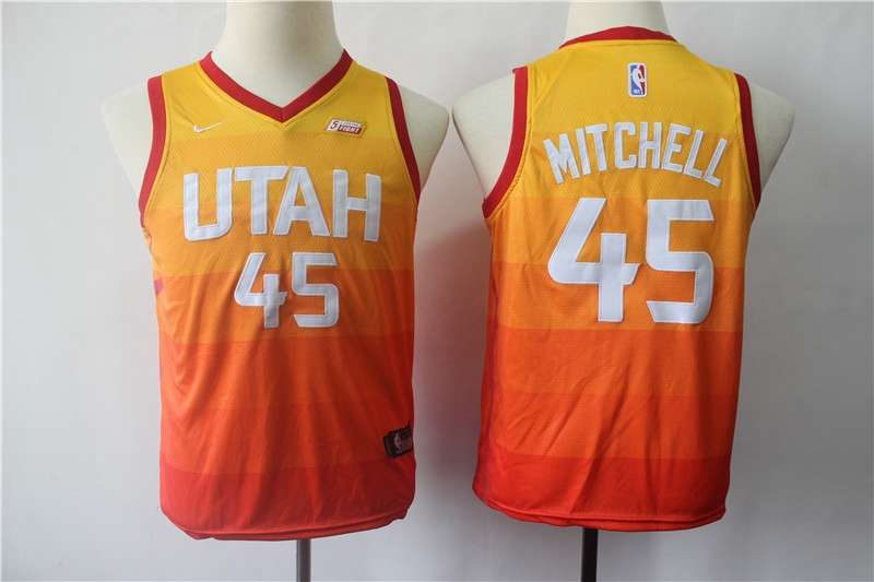 Young Utah Jazz MITCHELL #45 Orange City Basketball Jersey (Stitched)