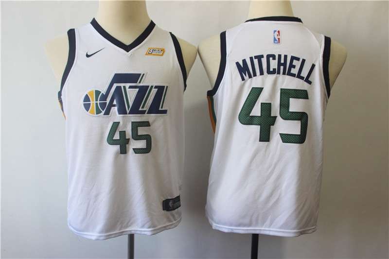 Young Utah Jazz MITCHELL #45 White Basketball Jersey (Stitched)