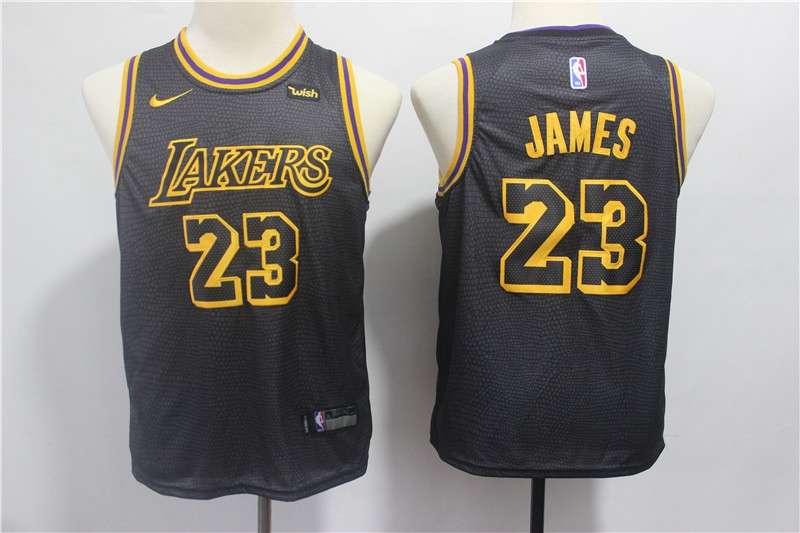 Young Los Angeles Lakers JAMES #23 Black City Basketball Jersey (Stitched)