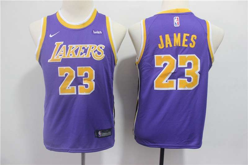 Young Los Angeles Lakers JAMES #23 Purples Basketball Jersey (Stitched)