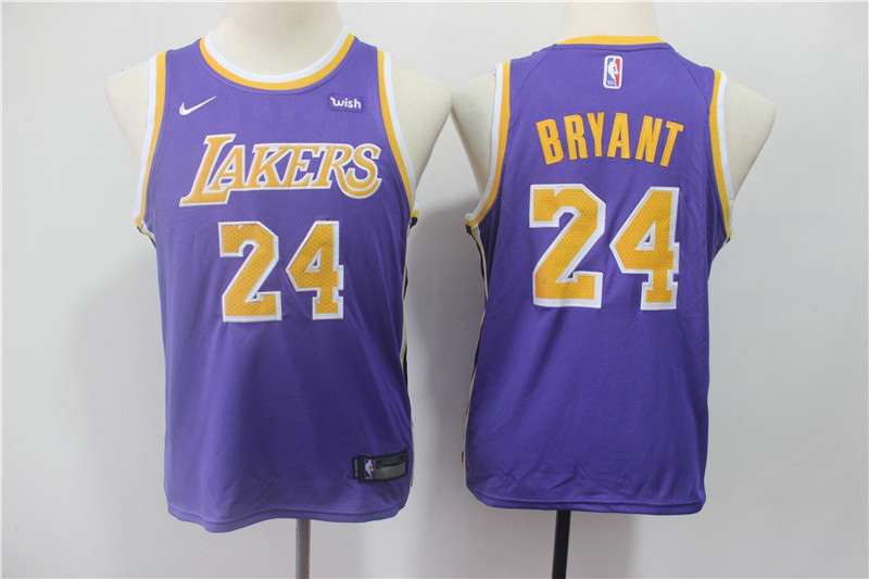 Young Los Angeles Lakers BRYANT #24 Purples Basketball Jersey (Stitched)