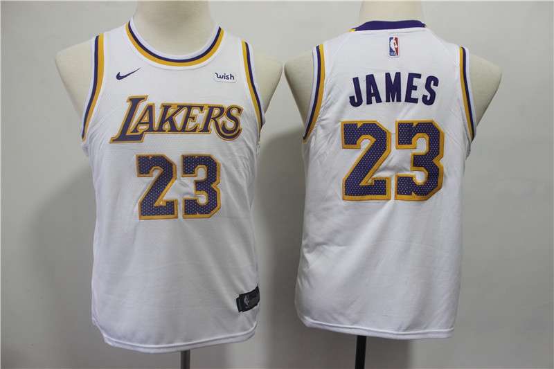 Young Los Angeles Lakers JAMES #23 White Basketball Jersey (Stitched)