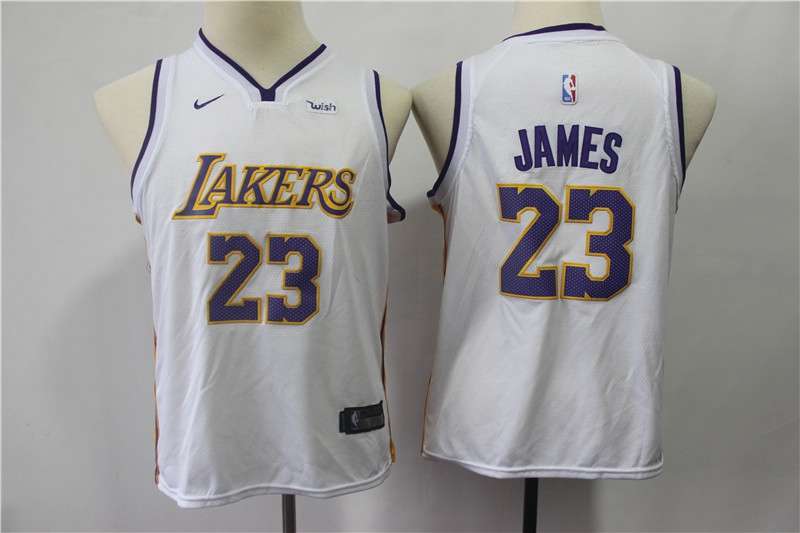 Young Los Angeles Lakers JAMES #23 White Basketball Jersey (Stitched) 02