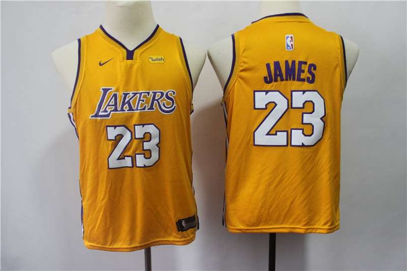 Young Los Angeles Lakers JAMES #23 Yellow Basketball Jersey (Stitched) 02