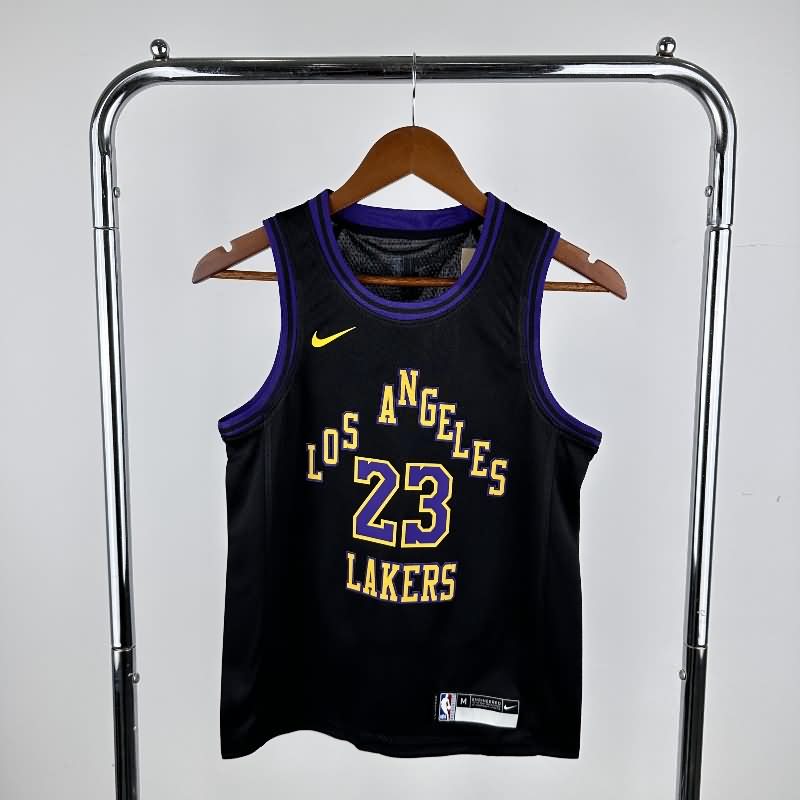 Los Angeles Lakers 23/24 Black City Youth NBA Jersey (Hot Press)