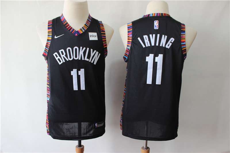 Young Brooklyn Nets IRVING #11 Black City Basketball Jersey (Stitched)