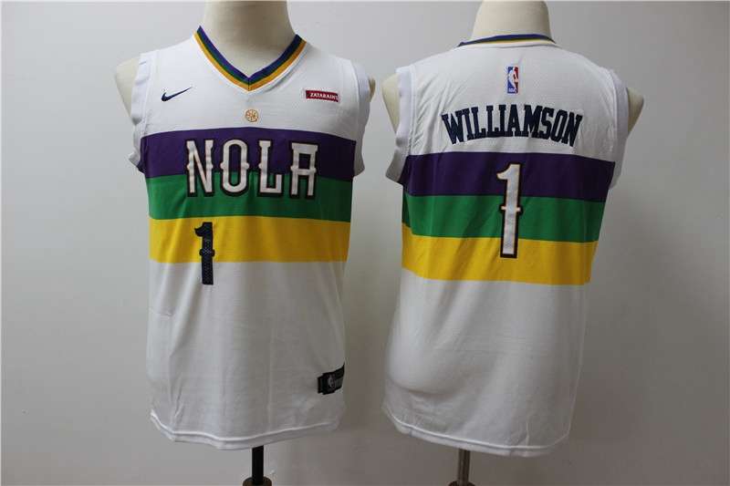 Young New Orleans Pelicans WILLIAMSON #1 White City Basketball Jersey (Stitched)