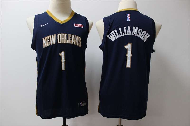 Young New Orleans Pelicans WILLIAMSON #1 Dark Blue Basketball Jersey (Stitched)