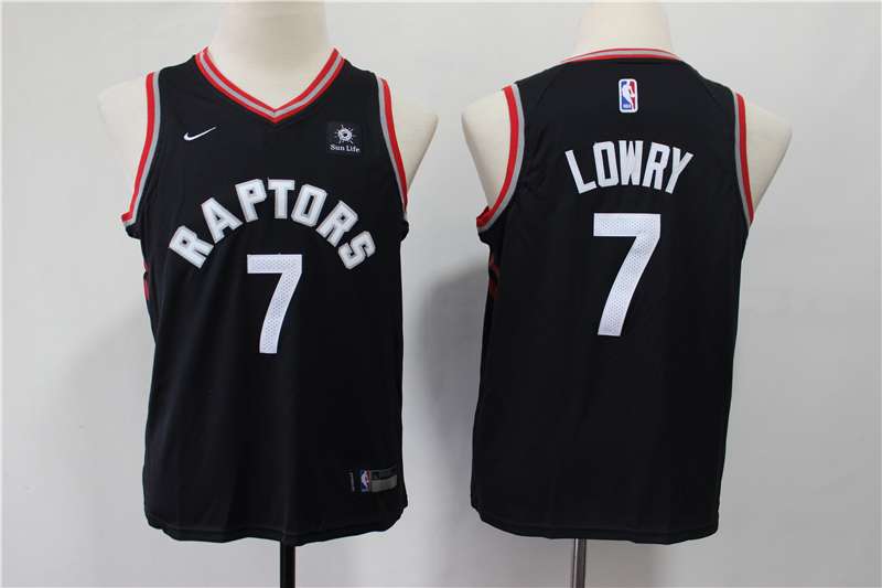 Young Toronto Raptors LOWRY #7 Black Basketball Jersey (Stitched)