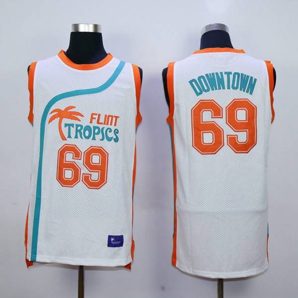 Movie DOWNTOWN #69 White Basketball Jersey (Stitched)