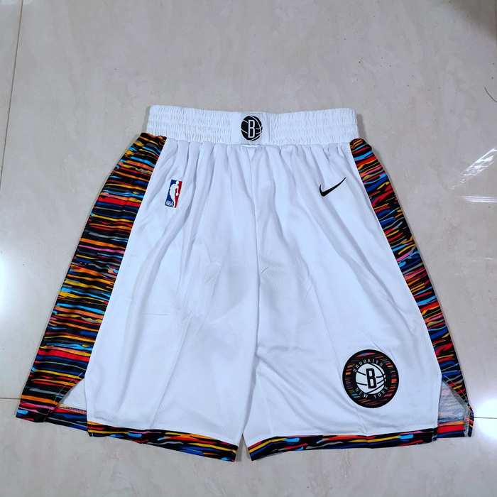 Brooklyn Nets White City Basketball Shorts