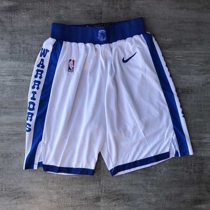 Golden State Warriors White Classics Basketball Shorts 02