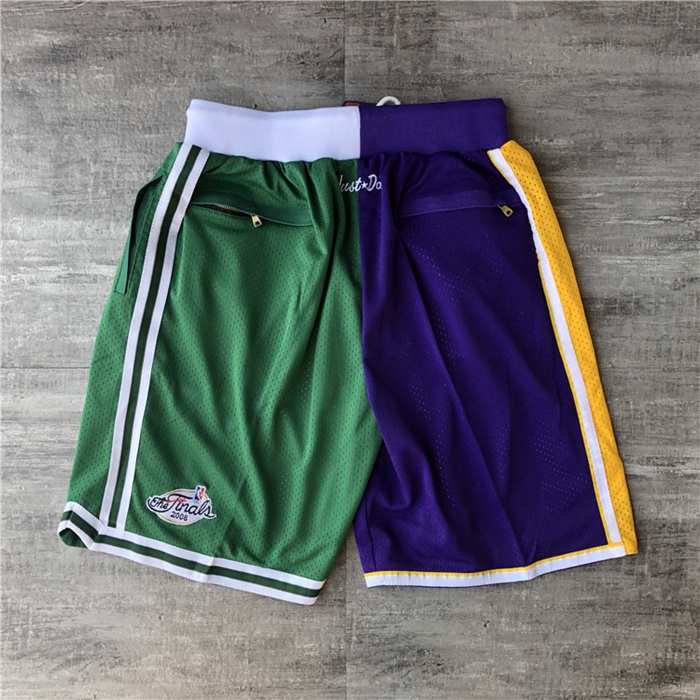 Los Angeles Lakers Boston Celtics Just Don Purple Green Basketball Shorts