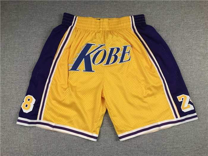 Los Angeles Lakers Just Don Yellow Basketball Shorts 03