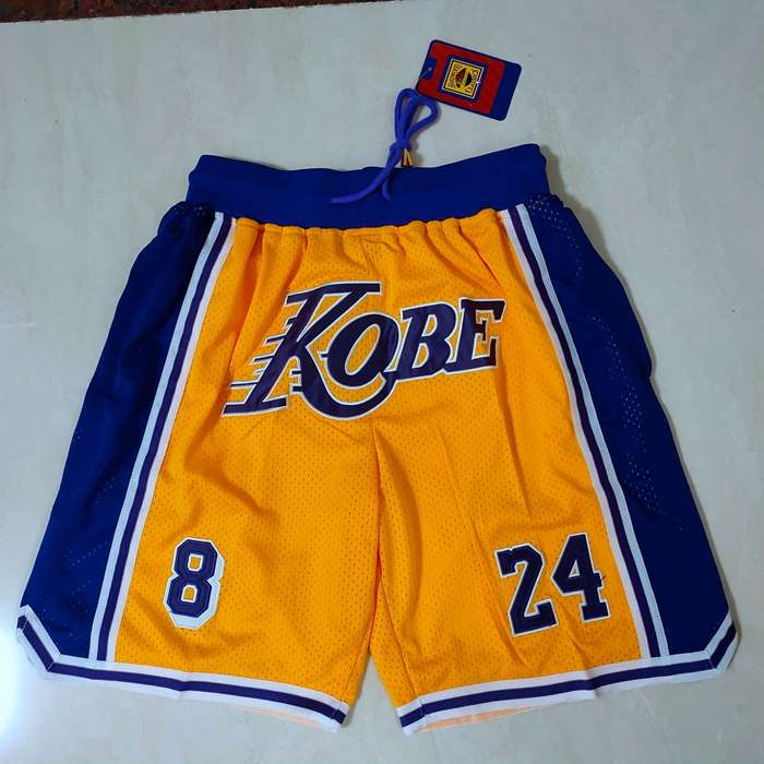 Los Angeles Lakers Just Don Yellow Basketball Shorts 04