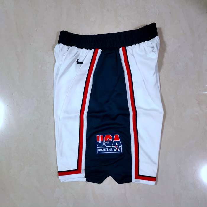 USA White Basketball Shorts 02