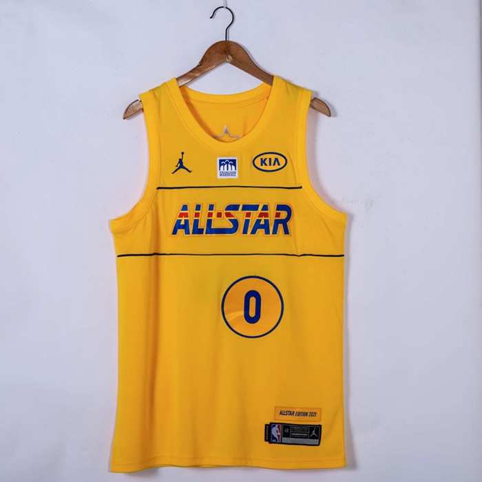 2021 All Star LILLARD #0 Yellow Basketball Jersey (Stitched)