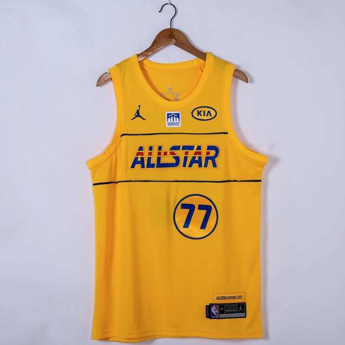 2021 All Star DONCIC #77 Yellow Basketball Jersey (Stitched)