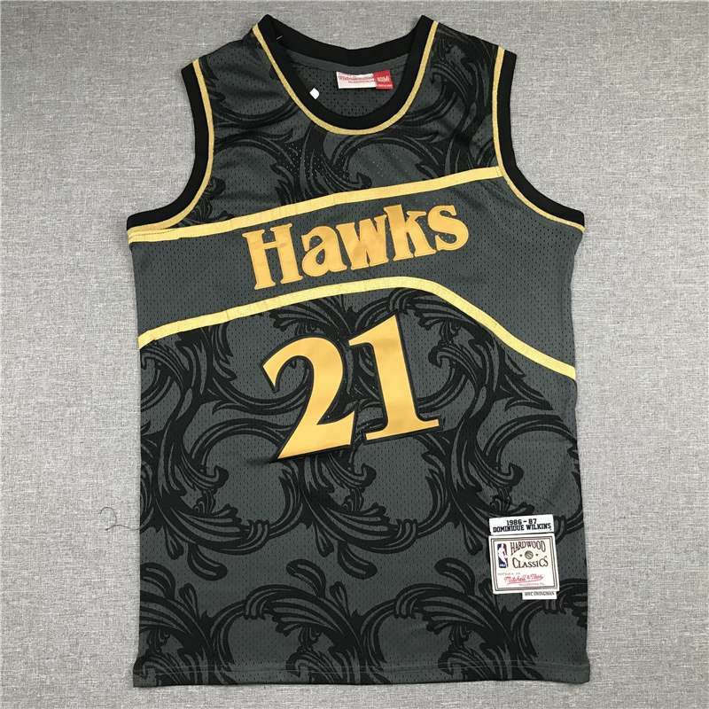 Atlanta Hawks 86/87 WILKINS #21 Black Classics Basketball Jersey (Stitched)