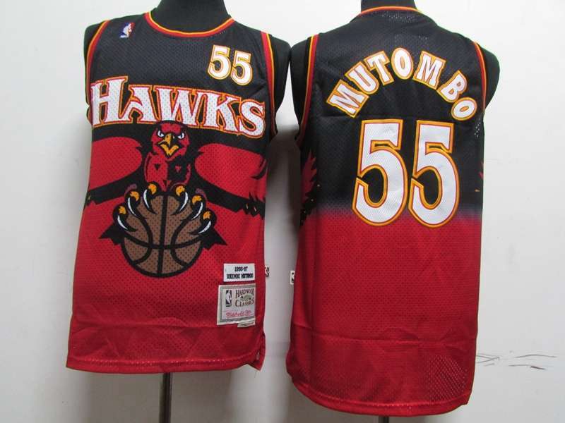 Atlanta Hawks 96/97 MUTOMBO #55 Black Red Classics Basketball Jersey (Stitched)