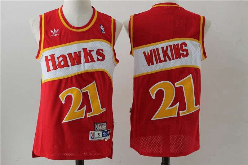 Atlanta Hawks WILKINS #21 Red Classics Basketball Jersey (Stitched)