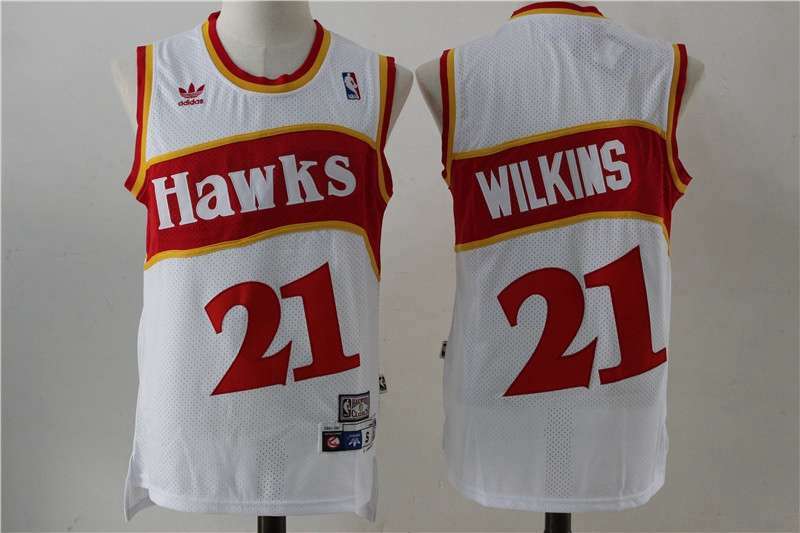 Atlanta Hawks WILKINS #21 White Classics Basketball Jersey (Stitched)