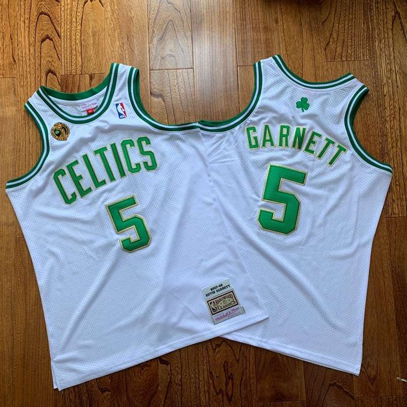 Boston Celtics 2007/08 GARNETT #5 White Classics Champion Basketball Jersey (Closely Stitched)