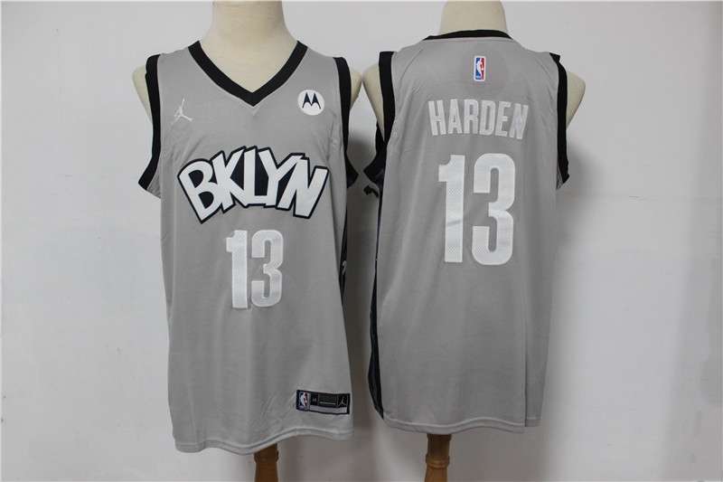 Brooklyn Nets 20/21 HARDEN #13 Grey AJ Basketball Jersey (Stitched)