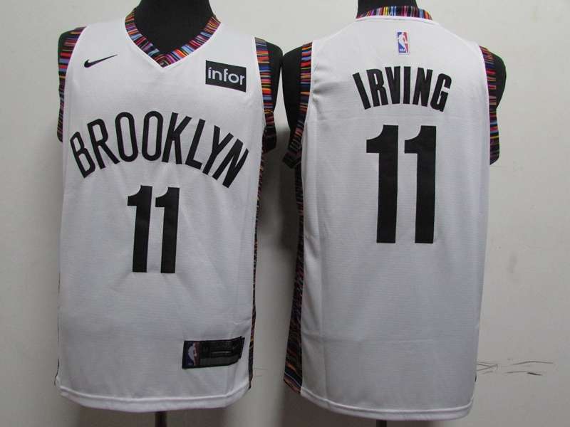 Brooklyn Nets 2020 IRVING #11 White City Basketball Jersey (Stitched) 02