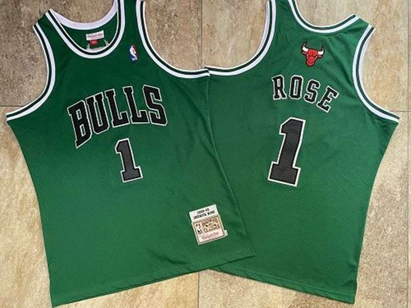 Chicago Bulls 08/09 ROSE #1 Green Classics Basketball Jersey (Closely Stitched)