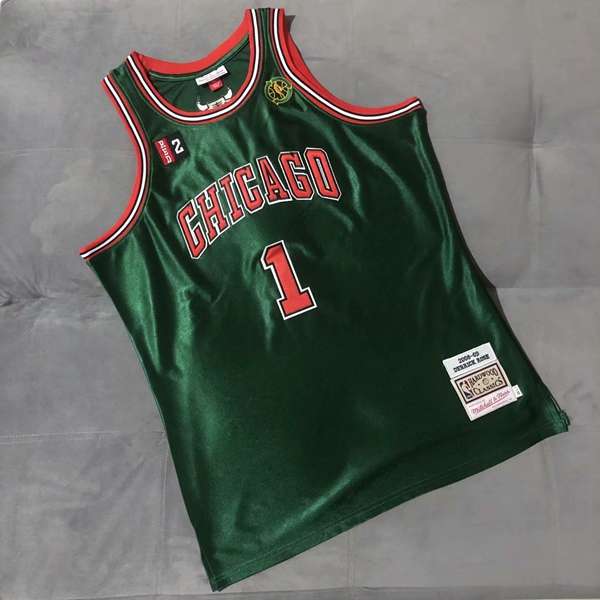 Chicago Bulls 08/09 ROSE #1 Green Classics Basketball Jersey (Closely Stitched) 02