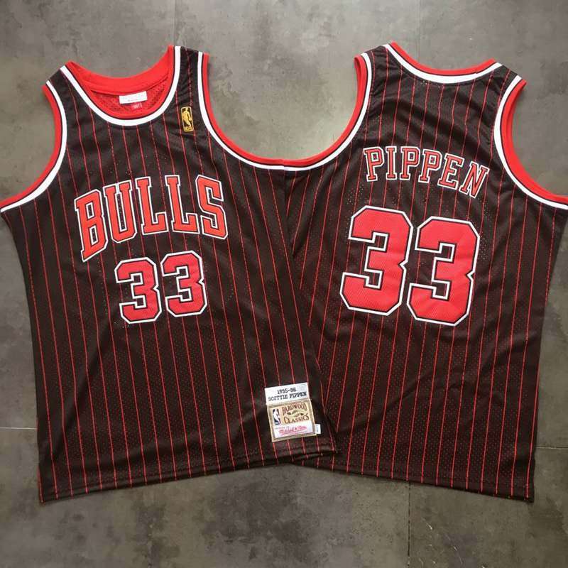 Chicago Bulls 95/96 PIPPEN #33 Black Classics Basketball Jersey (Closely Stitched)