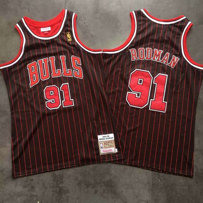 Chicago Bulls 95/96 RODMAN #91 Black Classics Basketball Jersey (Closely Stitched)
