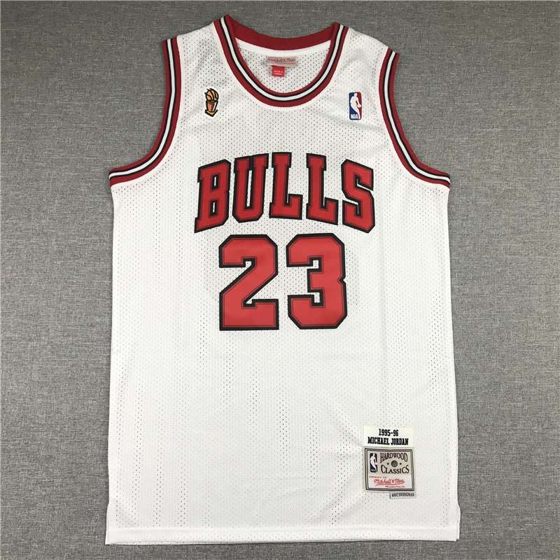 Chicago Bulls 95/96 JORDAN #23 White Champion Classics Basketball Jersey (Stitched)