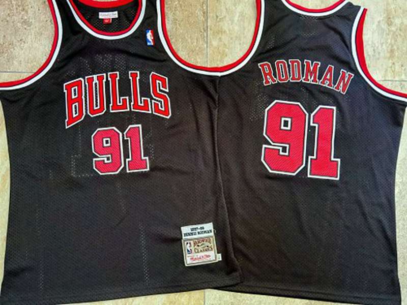 Chicago Bulls 97/98 RODMAN #91 Black Classics Basketball Jersey (Closely Stitched)