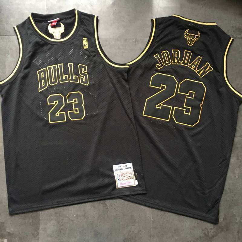 Chicago Bulls 97/98 JORDAN #23 Black Gold Classics Basketball Jersey (Closely Stitched)