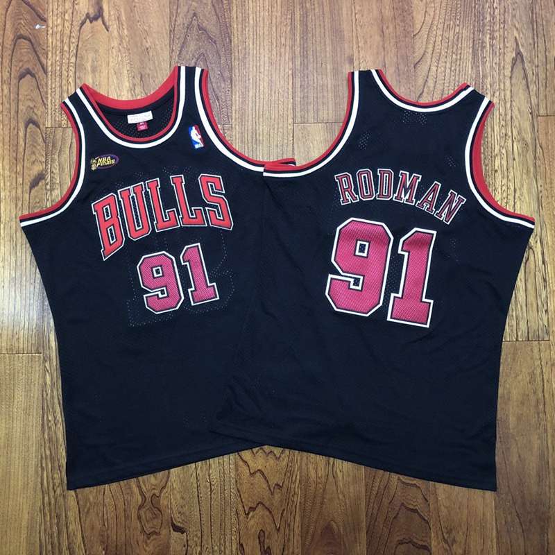 Chicago Bulls 97/98 RODMAN #91 Black Finals Classics Basketball Jersey (Closely Stitched)