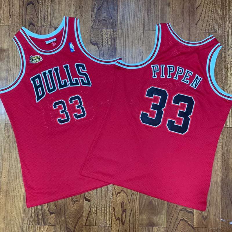 Chicago Bulls 97/98 PIPPEN #33 Red Finals Classics Basketball Jersey (Closely Stitched)