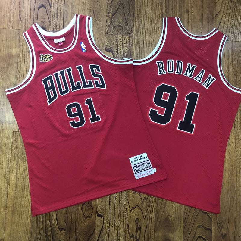 Chicago Bulls 97/98 RODMAN #91 Red Finals Classics Basketball Jersey (Closely Stitched)