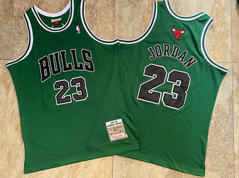 Chicago Bulls 97/98 JORDAN #23 Green Classics Basketball Jersey (Closely Stitched)