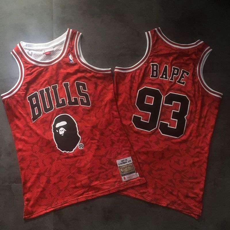 Chicago Bulls 97/98 BAPE #93 Red Classics Basketball Jersey (Closely Stitched)