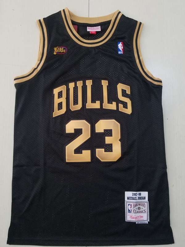 Chicago Bulls 97/98 JORDAN #23 Black Gold Classics Basketball Jersey (Stitched)