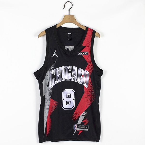 Chicago Bulls 20/21 LAVINE #8 Black AJ Basketball Jersey (Stitched) 02