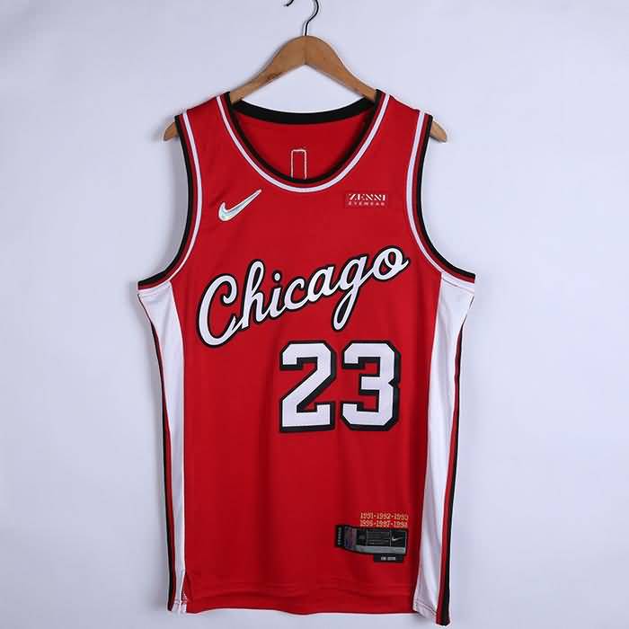 21/22 Chicago Bulls #23 JORDAN Red City Basketball Jersey (Stitched)