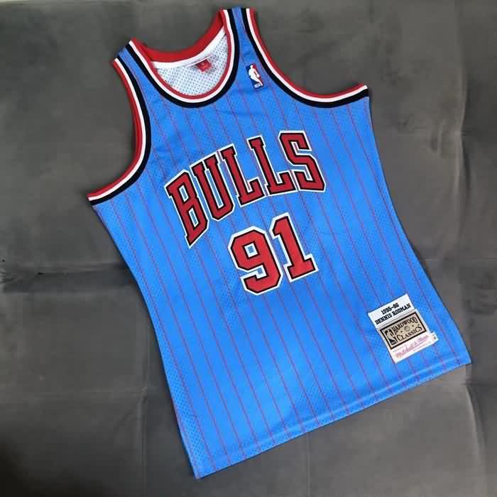 Chicago Bulls 1995/96 RODMAN #91 Blue Classics Basketball Jersey (Closely Stitched)