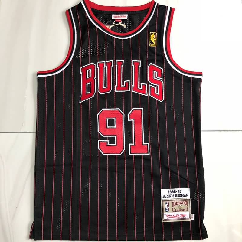 Chicago Bulls 1996/97 RODMAN #91 Black Classics Basketball Jersey (Closely Stitched)